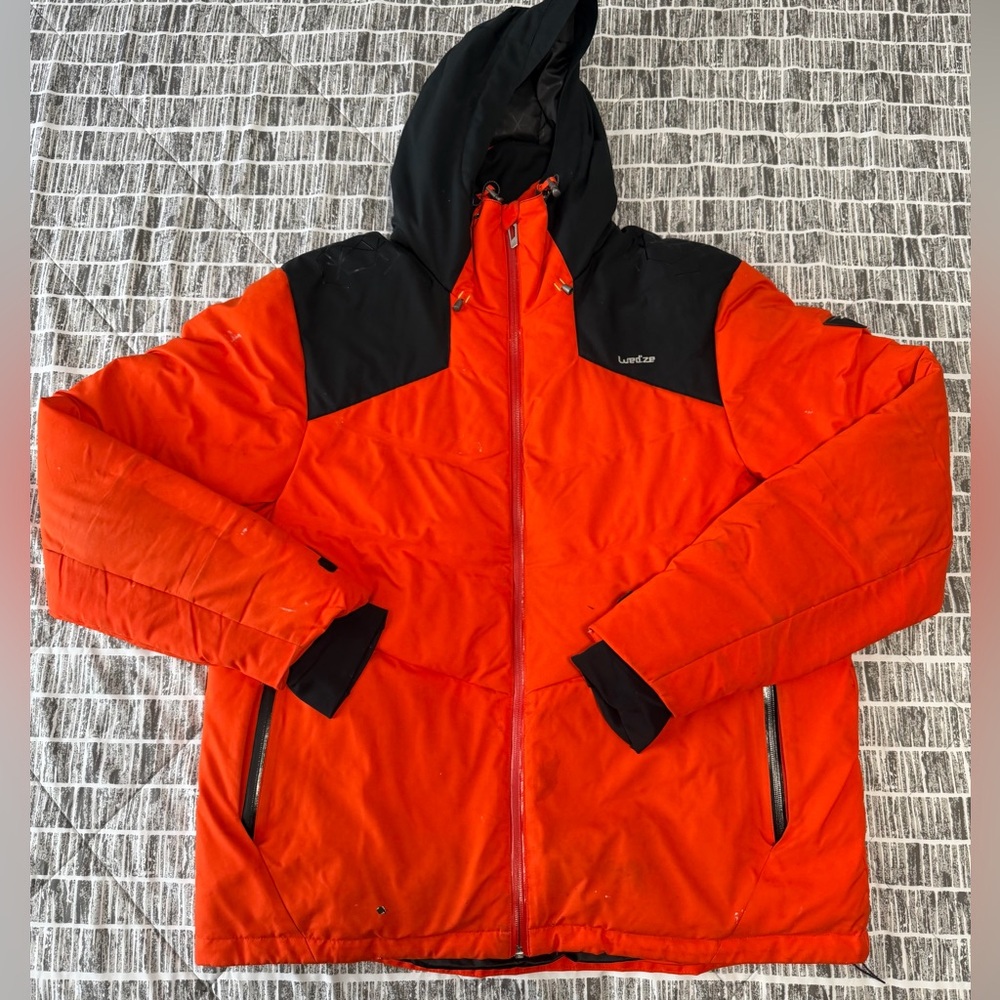 Decathlon Wedze Ski Jacket With Hood  Black & Orange Size XL